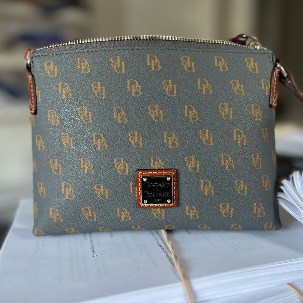 Dooney and Bourke cross body gray yellow printing